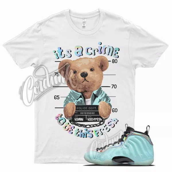 White CRIME T Shirt for Mixtape N Little Posite Copa Foamposite Fusion Red Jezsport.com