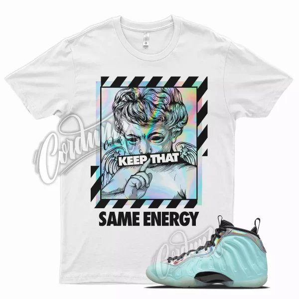 White ENERGY T Shirt for Mixtape Little Posite Copa Foamposite Fusion Red Jezsport.com