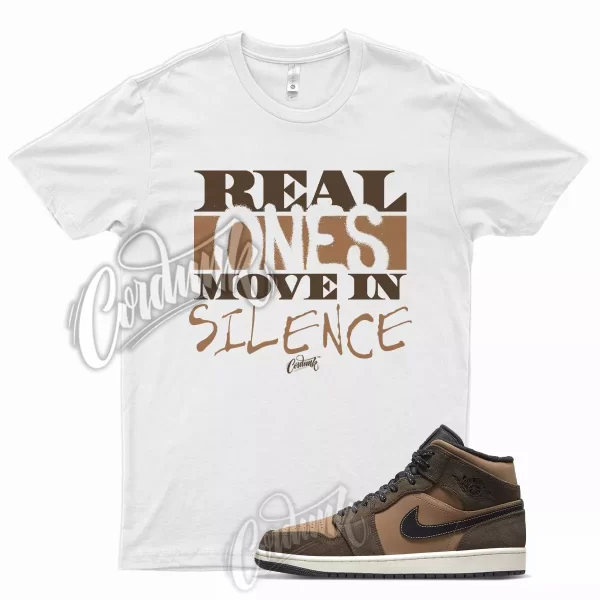 White R1 T Shirt for Air J1 1 Mid Dark Chocolate Archaeo Brown Crimson Jezsport.com