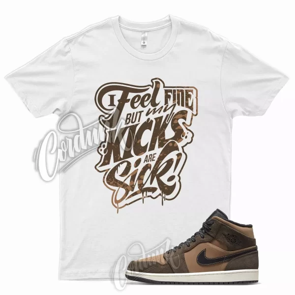 White SICK T Shirt for Air J1 1 Mid Dark Chocolate Archaeo Brown Crimson Jezsport.com