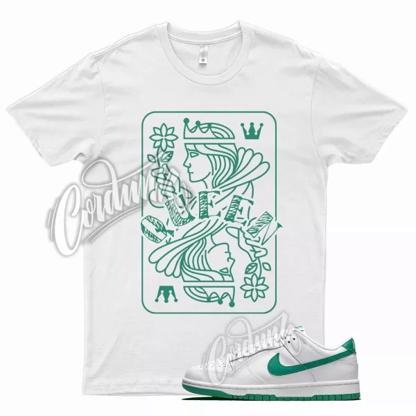 White QUEEN T Shirt for N Dunk Low Lucky Green Stadium Noble Kelly Jezsport.com