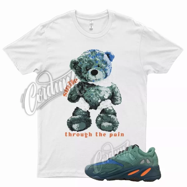 White SMILE Shirt for Y Boost 700 Faded Azure Fadazu Green Teal Orange Blue Jezsport.com