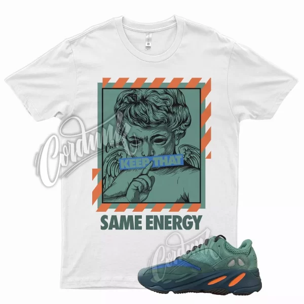 White ENERGY Shirt for Y Boost 700 Faded Azure Fadazu Green Teal Orange Blue Jezsport.com