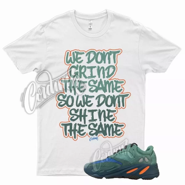 White GRIND Shirt for YZ Boost 700 Faded Azure Fadazu Green Teal Orange Blue Jezsport.com