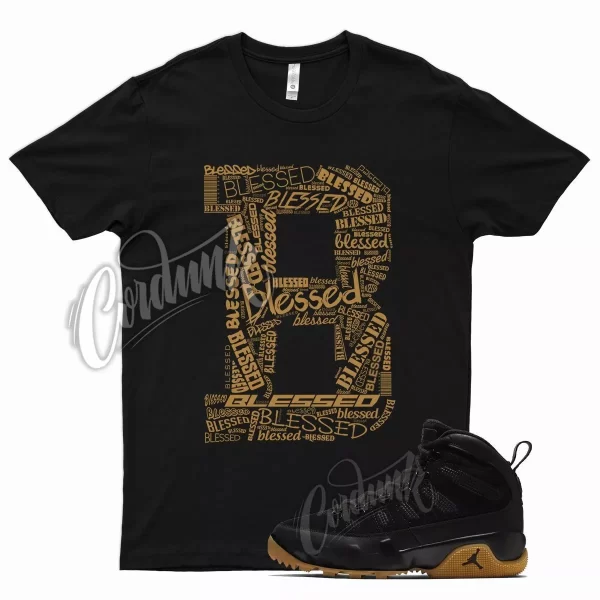 Black BLESSED T Shirt for Air J1 9 Boot NRG Light Gum Tan Natural Brown Nine Jezsport.com