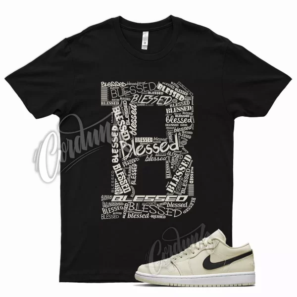 Black BLESSED T Shirt for Air J1 Low Coconut Milk Cream Butter Sail Summit Jezsport.com