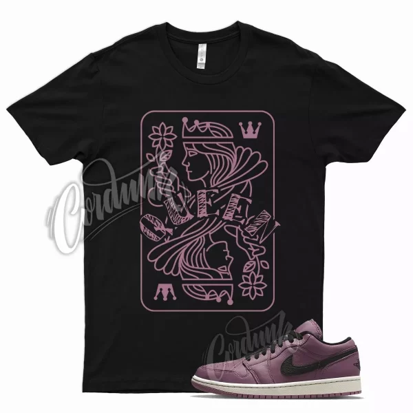 Black QUEEN T Shirt for Air J1 Low SE Light Mulberry Bone Purple Mauve Jezsport.com