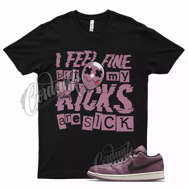 Black SICK V2 T Shirt for Air J1 Low SE Light Mulberry Bone Purple Mauve Jezsport.com