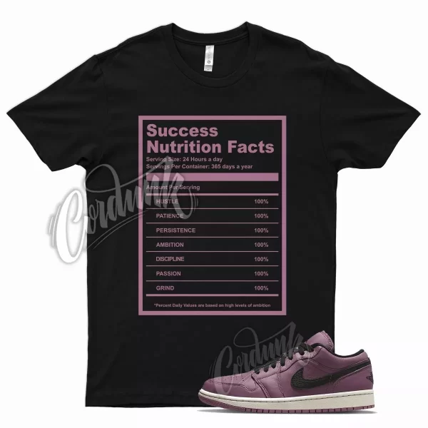 Black SUCCESS T Shirt for Air J1 Low SE Light Mulberry Bone Purple Mauve Jezsport.com