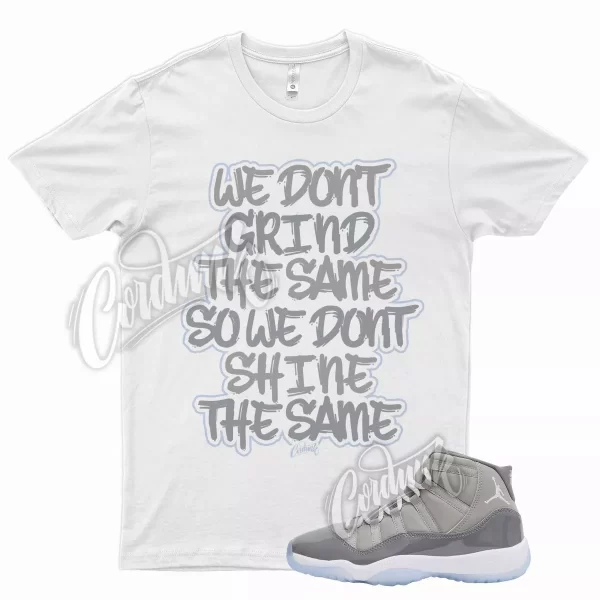 White GRIND T Shirt for Air J1 11 Cool Grey 2021 Medium White Blue Wolf Jezsport.com