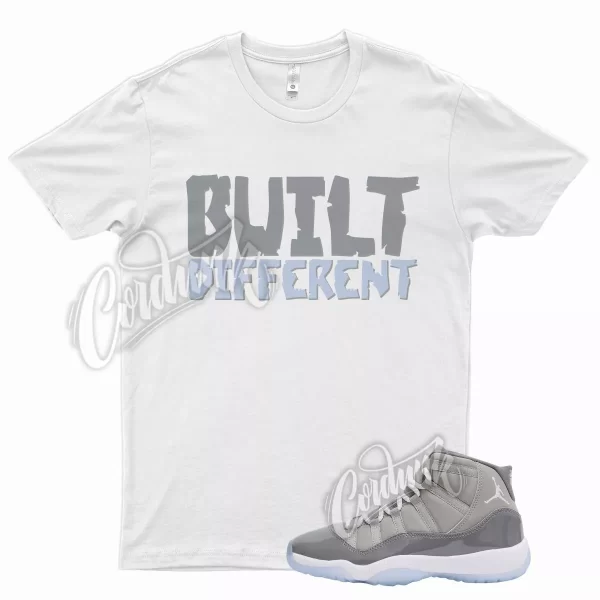 White BUILT T Shirt for Air J1 11 Cool Grey 2021 Medium White Blue Wolf Jezsport.com