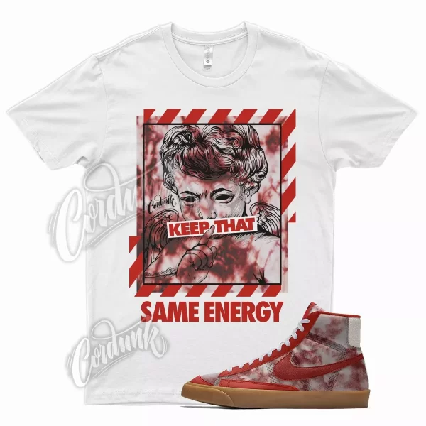 White ENERGY T Shirt for N Blazer Mid 77 Cozi By You Red Acid Wash Jezsport.com