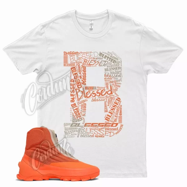 White BLESSED T Shirt for YZ 1050 Hi-Res Boot Orange Tan Brown Release Jezsport.com