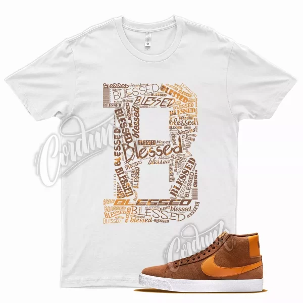 White BLESSED T Shirt for N Blazer Mid Brown Orange Fall Jezsport.com