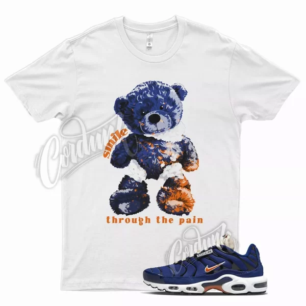 White SMILE T Shirt for N Air Max Plus Deep Royal Blue Obsidian Orange Jezsport.com