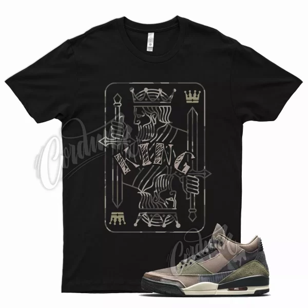 Black KING T Shirt for Air J1 3 Camo Green Brown Tan Beige Camouflage Jezsport.com