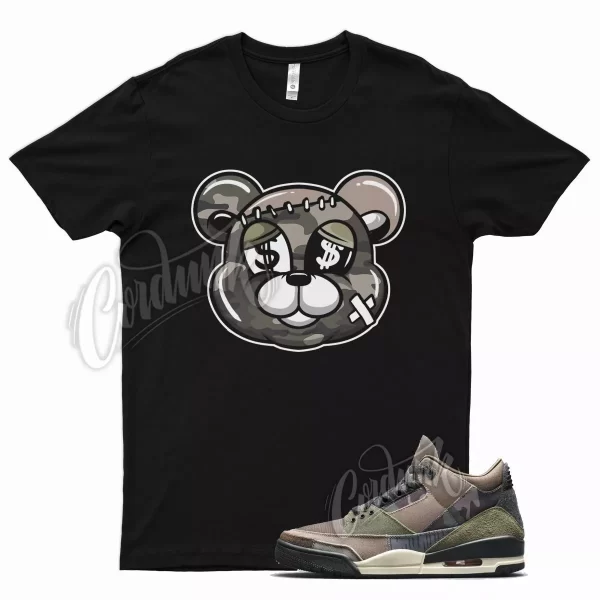 Black STITCH T Shirt for Air J1 3 Camo Green Brown Tan Beige Camouflage Jezsport.com