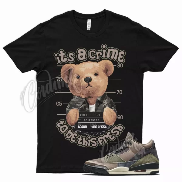 Black CRIME T Shirt for Air J1 3 Camo Green Brown Tan Beige Camouflage Jezsport.com