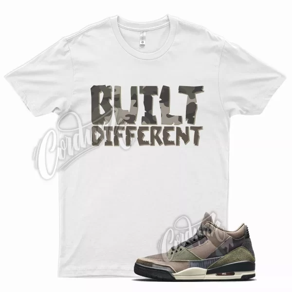 White BUILT T Shirt for Air J1 3 Camo Green Brown Tan Beige Camouflage Jezsport.com