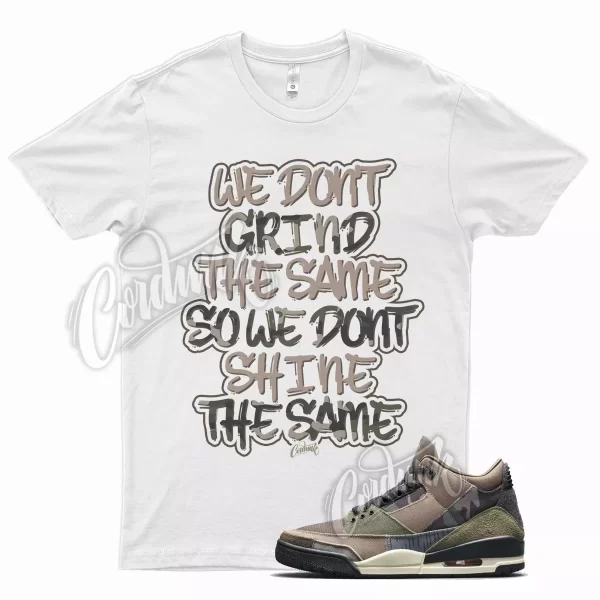 White GRIND T Shirt for Air J1 3 Camo Green Brown Tan Beige Camouflage Jezsport.com