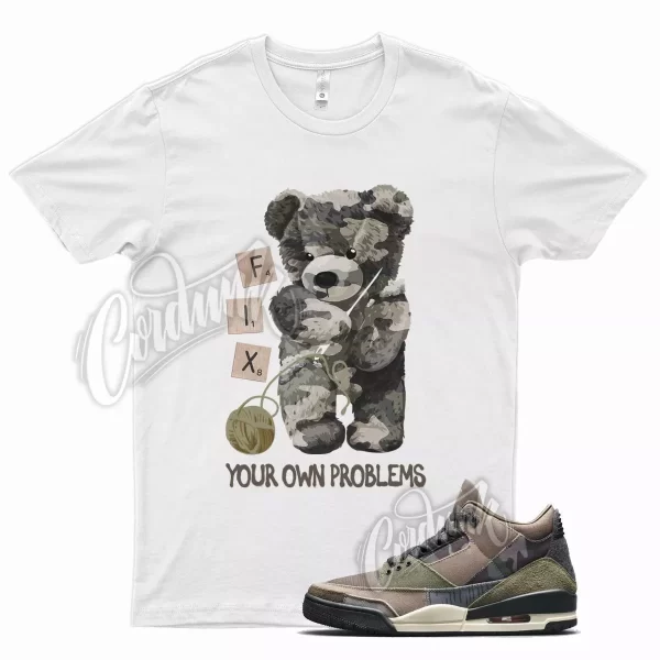 White FIX T Shirt for Air J1 3 Camo Green Brown Tan Beige Camouflage Jezsport.com