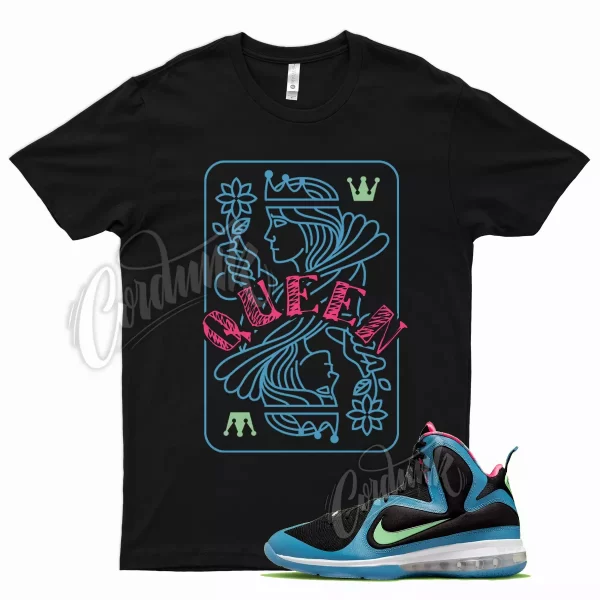 QUEEN T Shirt for LeBron 9 South Coast Miami Fury Neon Fireberry Pink Blue Miami Jezsport.com