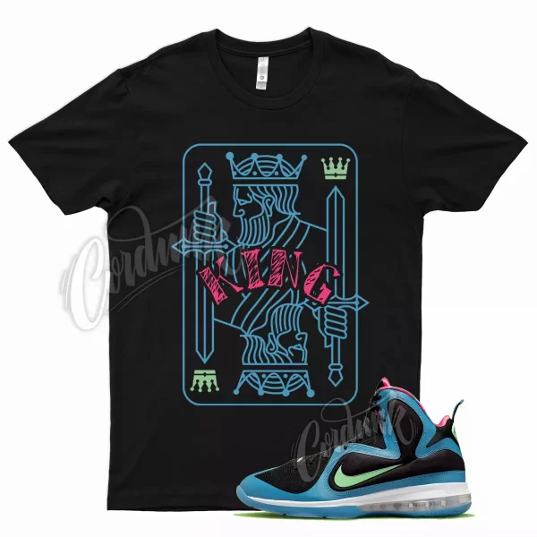 KING T Shirt for LeBron 9 South Coast Miami Fury Neon Fireberry Pink Blue Miami Jezsport.com