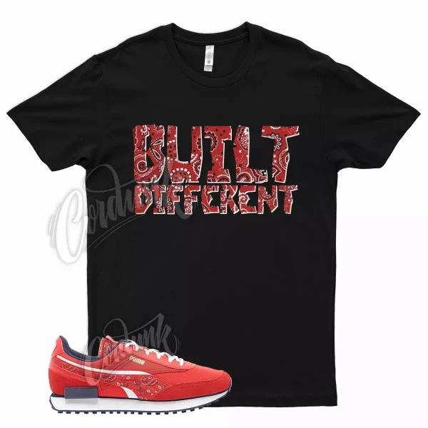 Black BUILT T Shirt for P uma Future Rider Red Bandana Pattern Jezsport.com