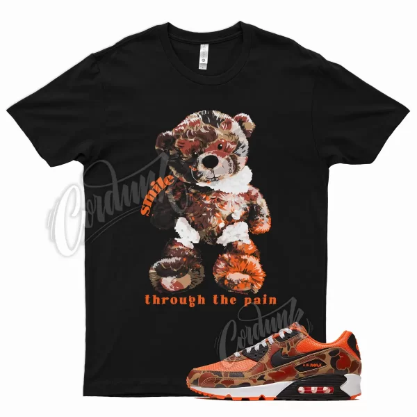 Black SMILE T Shirt for Air Max 90 Duck Camo Orange Brown Tan Pattern Print Jezsport.com