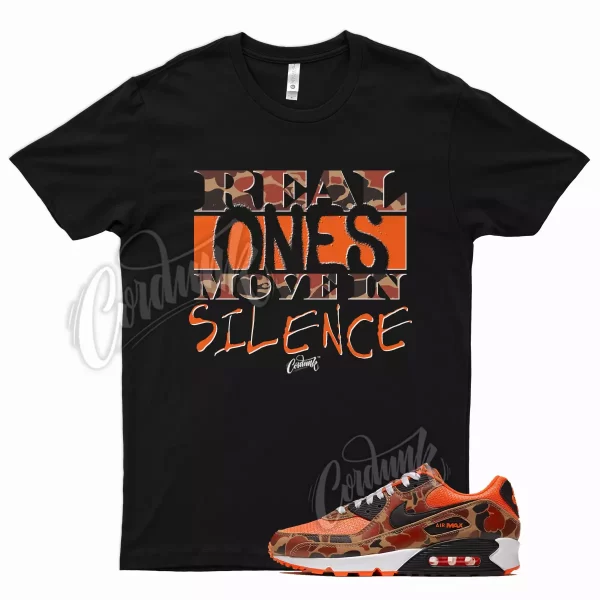 Black R1 T Shirt for Air Max 90 Duck Camo Orange Brown Tan Pattern Print Jezsport.com