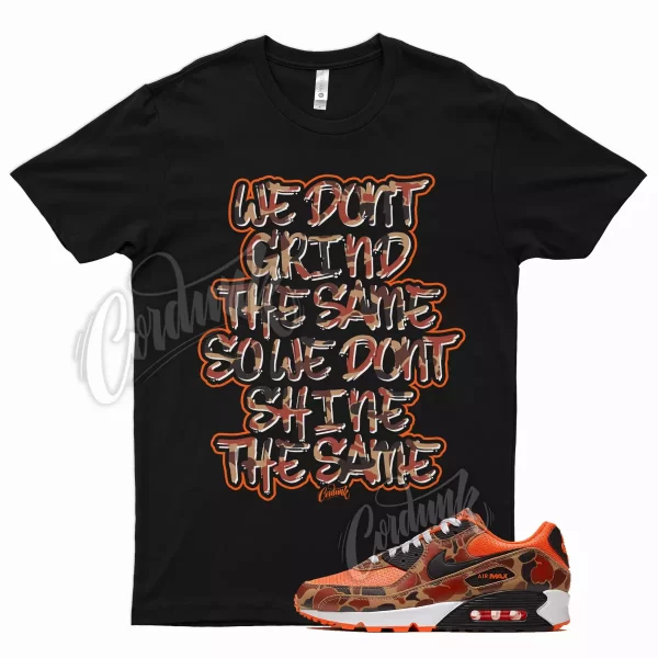 Black GRIND T Shirt for Air Max 90 Duck Camo Orange Brown Tan Pattern Print Jezsport.com