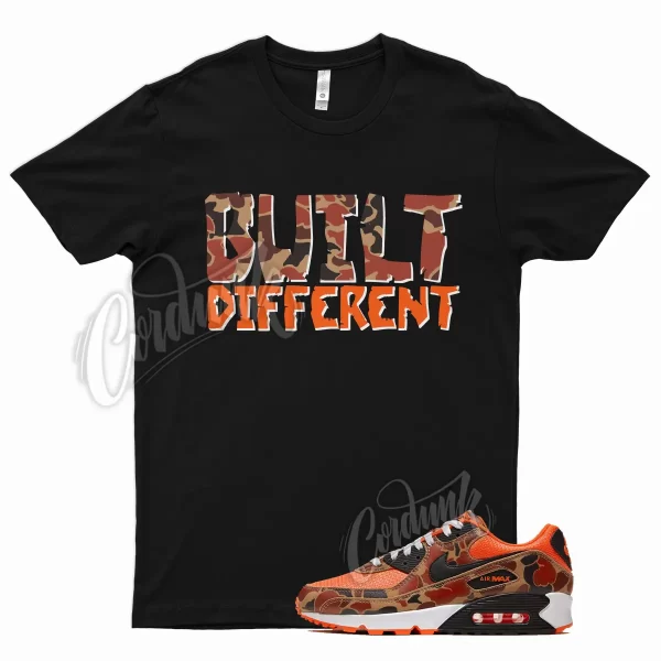 Black BUILT T Shirt for Air Max 90 Duck Camo Orange Brown Tan Pattern Print Jezsport.com