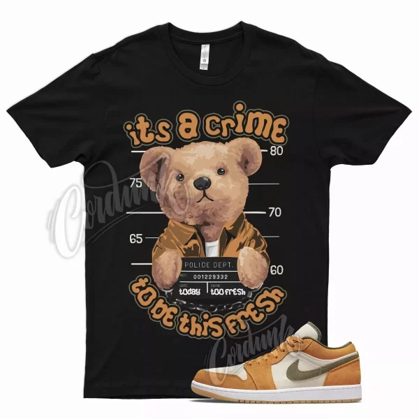 Black CRIME T Shirt for Air J1 1 Low Orange Olive Green Dusty Dunk Sequoia Jezsport.com