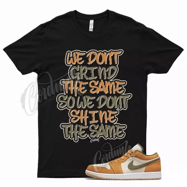 Black GRIND T Shirt for Air J1 1 Low Orange Olive Green Dusty Dunk Sequoia Jezsport.com