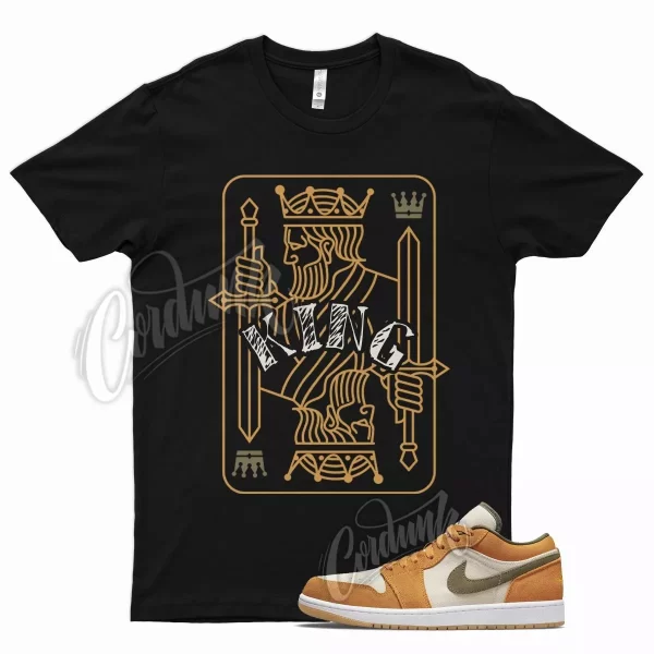 Black KING T Shirt for Air J1 1 Low Orange Olive Green Dusty Dunk Sequoia Jezsport.com