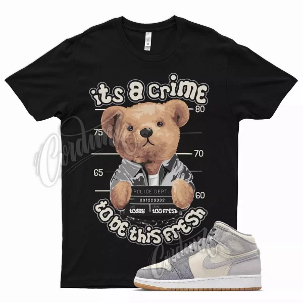 Black CRIME T Shirt for Air J11 Mid Cream Grey Neutral Tones Wolf Cool Jezsport.com