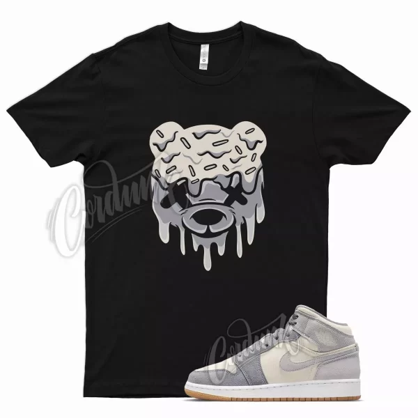 Black DRIPPY T Shirt for Air J1 1 Mid Cream Grey Neutral Tones Wolf Cool Jezsport.com