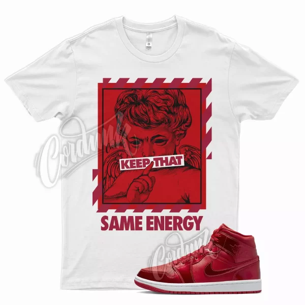 White ENERGY T Shirt for Air J1 1 Mid SE Red Pomegranate University Jezsport.com