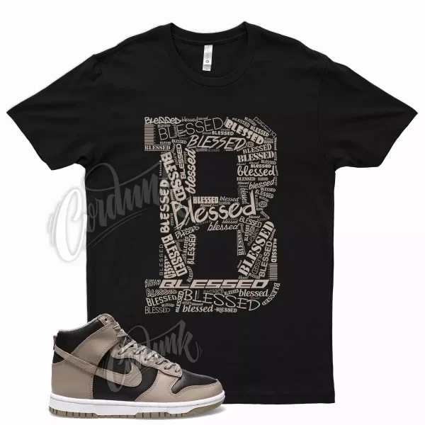 Black BLESSED T Shirt for Dunk High Moon Fossil Beige Air Force Jezsport.com