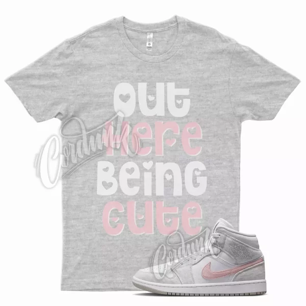 Heather Grey CUTE Shirt for Air J1 1 Mid SE Light Iron Ore Atmosphere Pink Jezsport.com