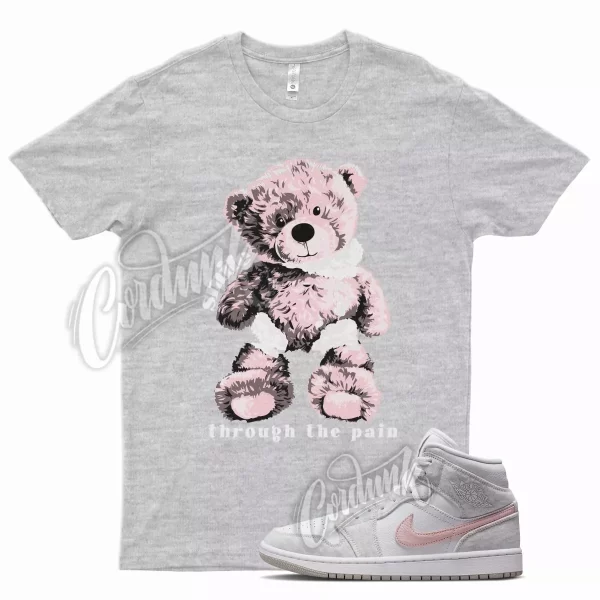 Heather Grey Smile Shirt for Air J1 1 Mid SE Light Iron Ore Atmosphere Pink Jezsport.com