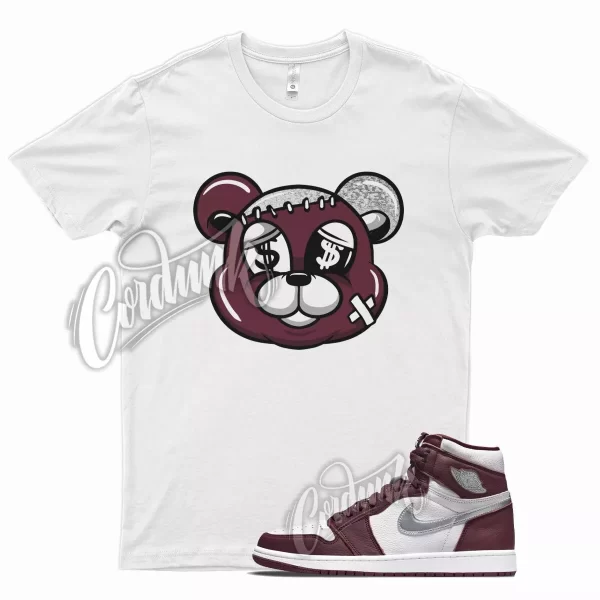 White STITCH Shirt for Air J1 1 High OG Bordeaux Metallic Silver 6 Beetroot Jezsport.com