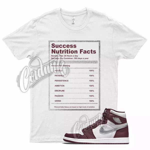 White SUCCESS Shirt for Air J1 1 High OG Bordeaux Metallic Silver 6 Beetroot Jezsport.com