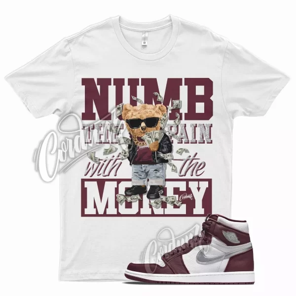 White NUMB T Shirt for Air J1 1 High OG Bordeaux Metallic Silver 6 Beetroot Jezsport.com