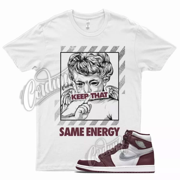 White ENERGY Shirt for Air J1 1 High OG Bordeaux Metallic Silver 6 Beetroot Jezsport.com