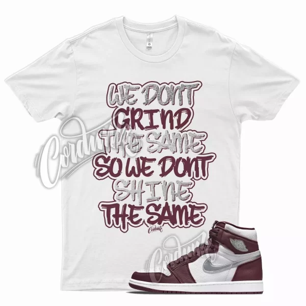 White GRIND T Shirt for Air J1 1 High OG Bordeaux Metallic Silver 6 Beetroot Jezsport.com