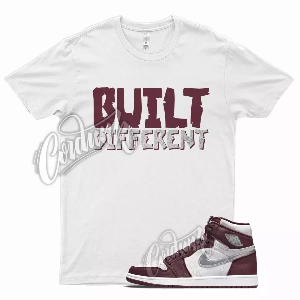 White BUILT T Shirt for Air J1 1 High OG Bordeaux Metallic Silver 6 Beetroot Jezsport.com