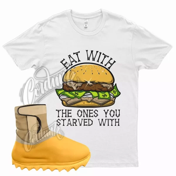 White EAT T Shirt for Y Knit Runner Boot Sulfur Yellow Tan Brown Jezsport.com