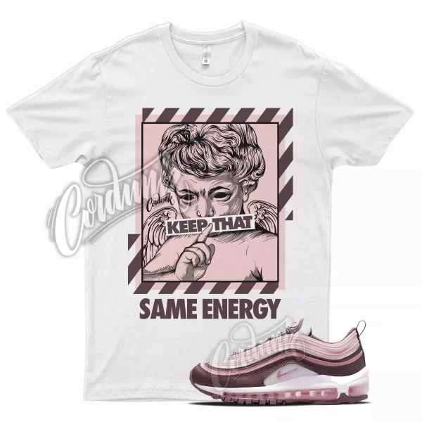 White ENERGY T Shirt for Air Max 97 Violet Ore Pink Glaze Valiant Court Jezsport.com