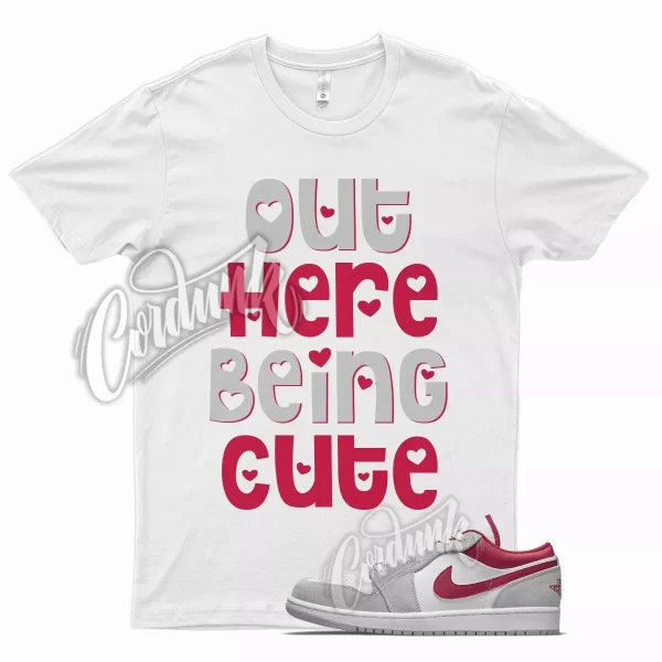 White CUTE T Shirt for Air J1 1 Low SE Light Smoke Grey Gym Red Jezsport.com